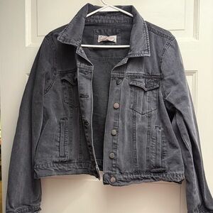 Stoosh crop Womens Dark Gray/black Denim Jacket
